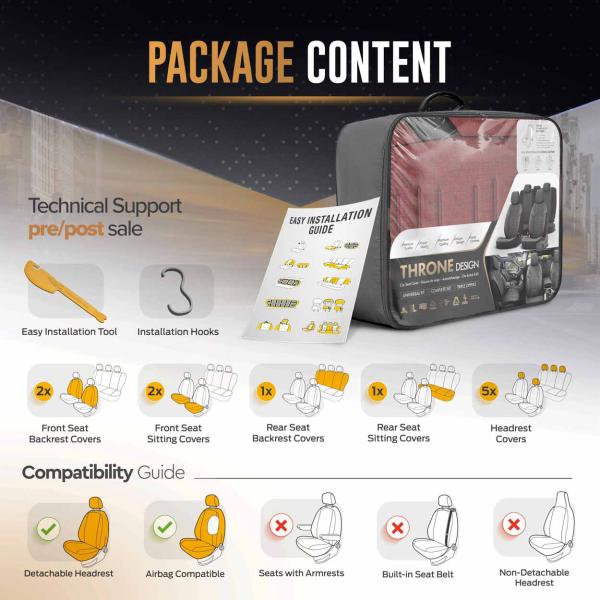 Auto Sitzbezug Set Universal Vorne und Hinten Komfortabel Komplett Set